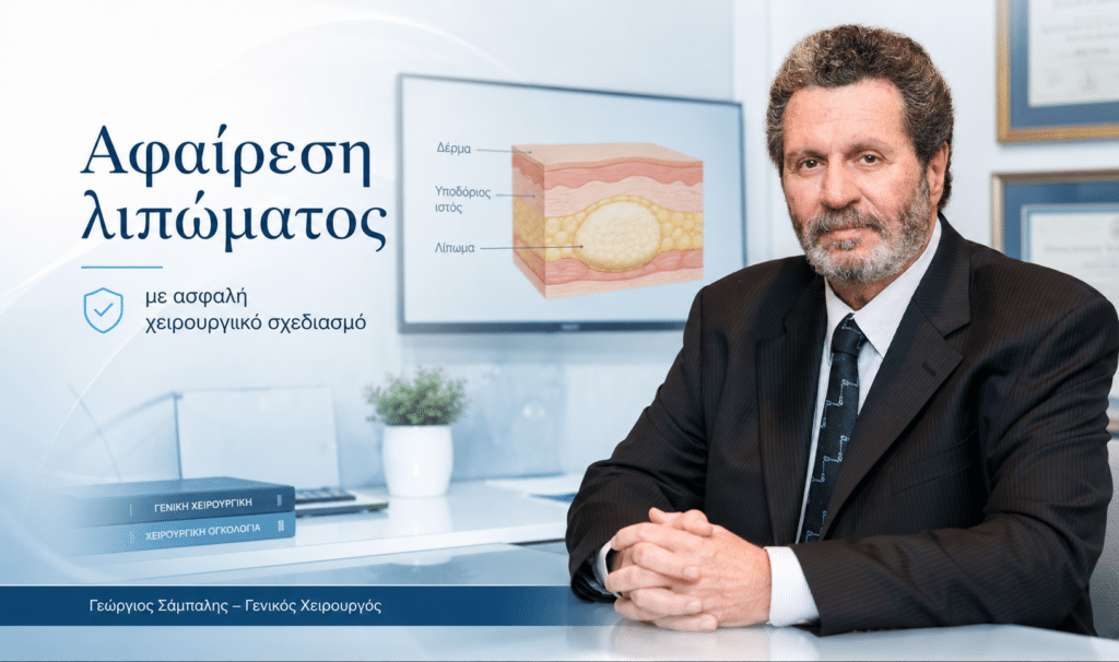 Αφαίρεση λιπώματος με ασφαλή χειρουργικό σχεδιασμό από γενικό χειρουργό