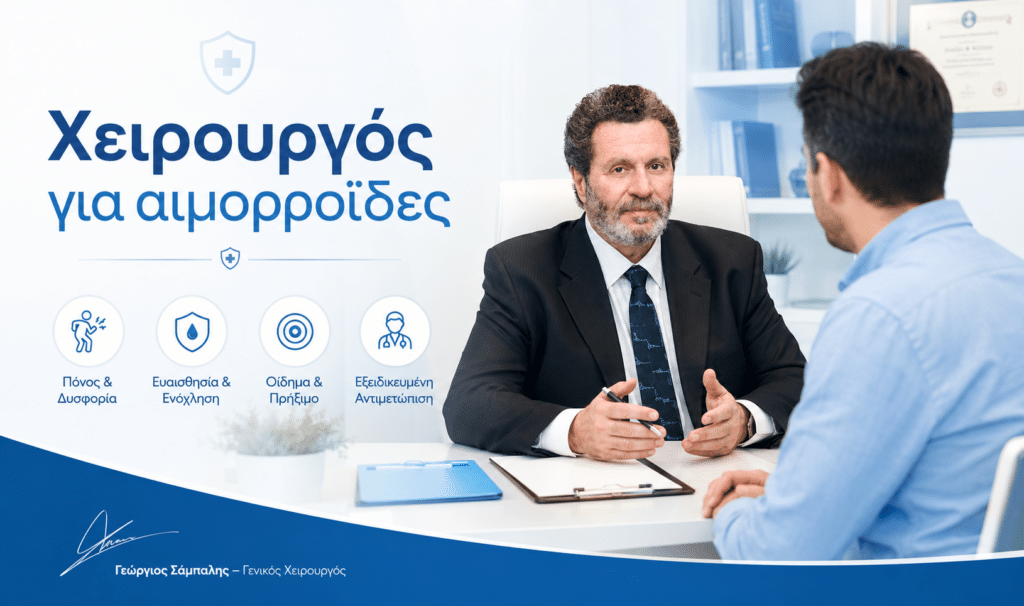 Χειρουργός για αιμορροΐδες με εξειδικευμένη πρωκτολογική αξιολόγηση από τον Γεώργιο Σάμπαλη