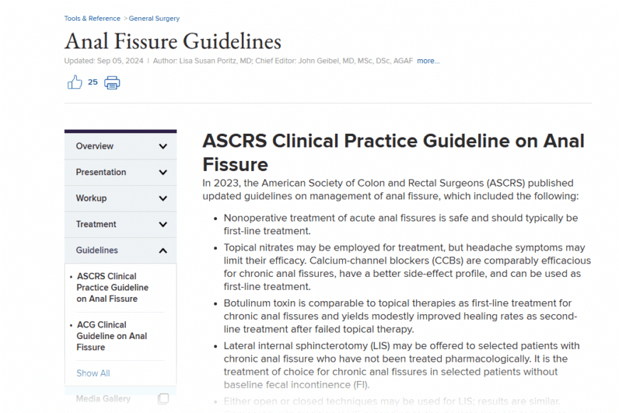 ASCRS Clinical Practice Guideline on Anal Fissure