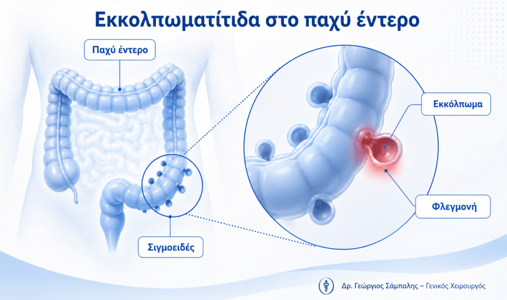 Εκκολπωματίτιδα στο σιγμοειδές τμήμα του παχέος εντέρου με φλεγμονή εκκολπώματος