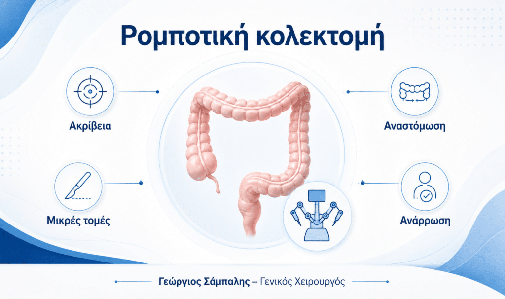 Ρομποτική κολεκτομή παχέος εντέρου με ρομποτικό σύστημα και ιατρική αξιολόγηση