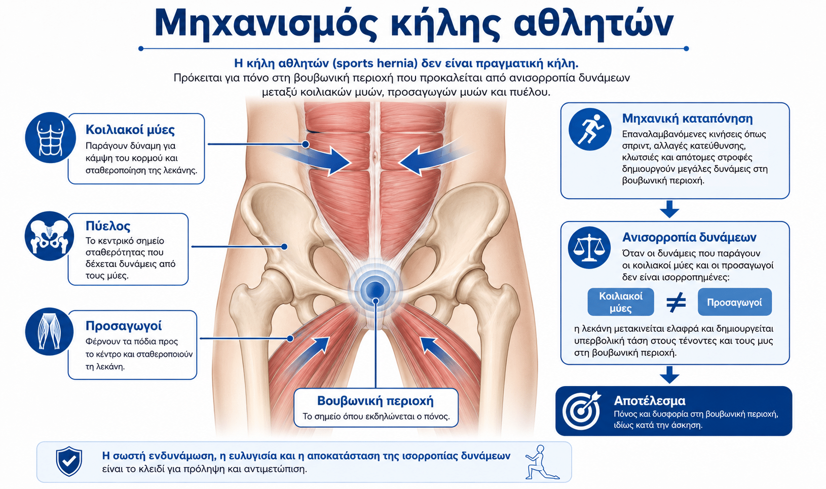 Πού οφείλεται η κήλη αθλητών - κοιλιακοί, προσαγωγοί και βουβωνική περιοχή