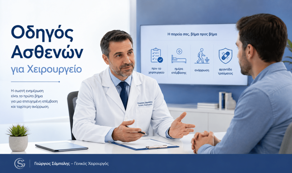 Οδηγός ασθενών για χειρουργείο με οδηγίες πριν και μετά την επέμβαση